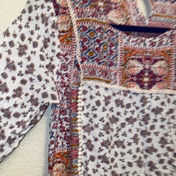 KORI paisley dress boho floral fairy hippie S lagen peasant prairie midi - Picture 6 of 15